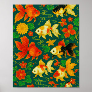 Elegant Koi vijverpatroon Poster