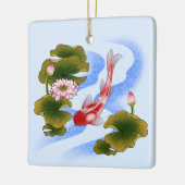 Elegant koikarper in lotusvijver keramisch ornament (Links)