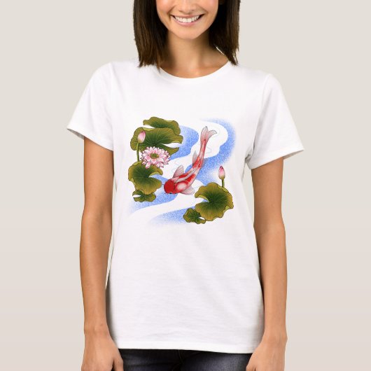 Elegant koikarper in lotusvijver t-shirt (Voorkant)