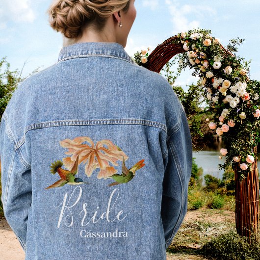 Elegant kolibrie Waterverf bruiloft Denim Jacket