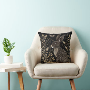 Elegant konijn in zwart en beige kussen