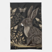 Elegant konijn in zwart en beige theedoek (Verticaal)