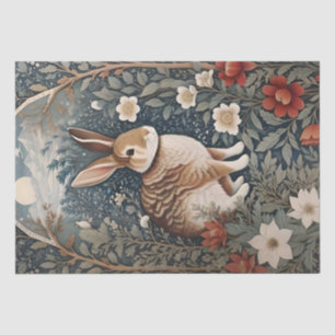 Elegant konijn omlijst door bloemen en bladeren tissuepapier