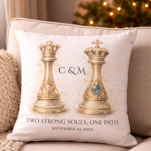 Elegant Koning Koningin Koppel Cadeau Gouden Schak Kussen