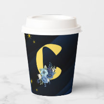 Elegant koninklijk blauw en goud met initiaal "C"