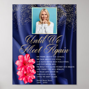 Elegant koninklijk blauwe fluwelen bloemen rouwged poster