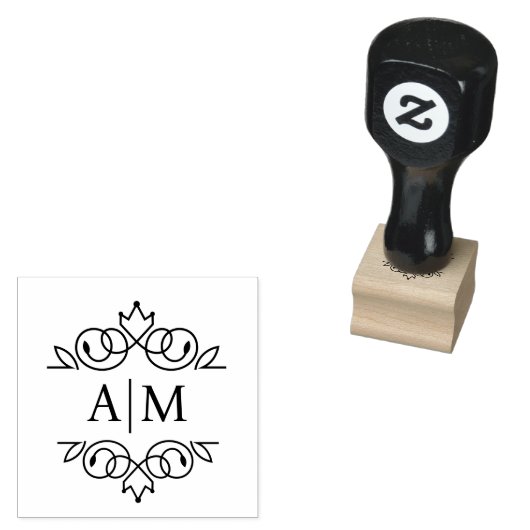 Elegant, koninklijk, monogram rubberstempel (Gestempeld)