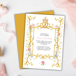 Elegant Koninklijk Prinses Meisje 5e Verjaardagsfe Kaart
