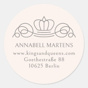 Elegant, koninklijk, salon, blush-pink+ grijs ronde sticker