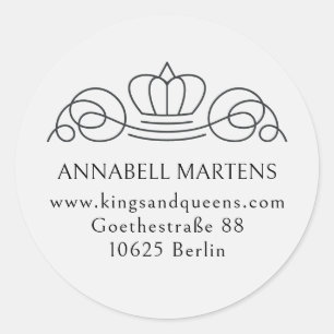 Elegant, koninklijk, salon, lichtgrijs + zwart ronde sticker