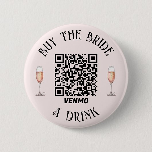 Elegant Koop de BRIDE een Drink QR Button (Voorkant)