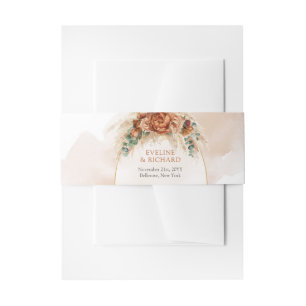 Elegant Koper en bordeaux bloemen groen boho Uitnodigingen Wikkel