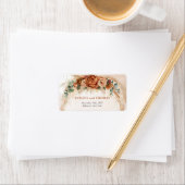 Elegant koper en bordeaux bloemen groen boog etiket (Insitu)