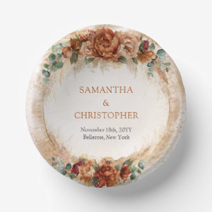 Elegant koper en bordeaux bloemen groen boog papieren kommen