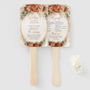 Elegant Koper en bordeaux bloemen salie programma Handwaaier
