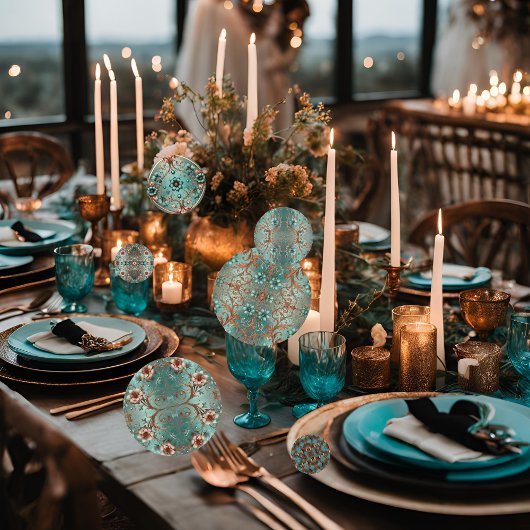 Elegant koper en turquoise confetti