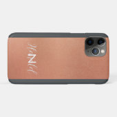 Elegant koper geborsteld metaal monogram naam Case-Mate iPhone case (Achterkant (horizontaal))