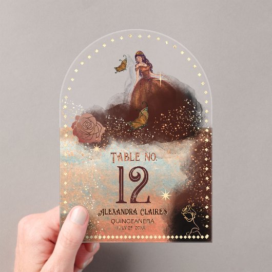 Elegant  Koper Roos Acryl Tafelnummer Acryl Uitnodigingen (Insitu (Draagbaar))