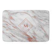Elegant koper Roos Gold en witte marmer |Monogram Badmat (Voorkant)