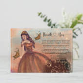 Elegant  Koper Roos Quinceañera Dank u Bedankkaart (Staand voorkant)