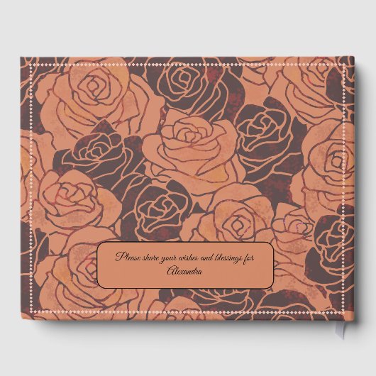 Elegant  Koper Roos Quinceañera Gastenboek (Achterkant)