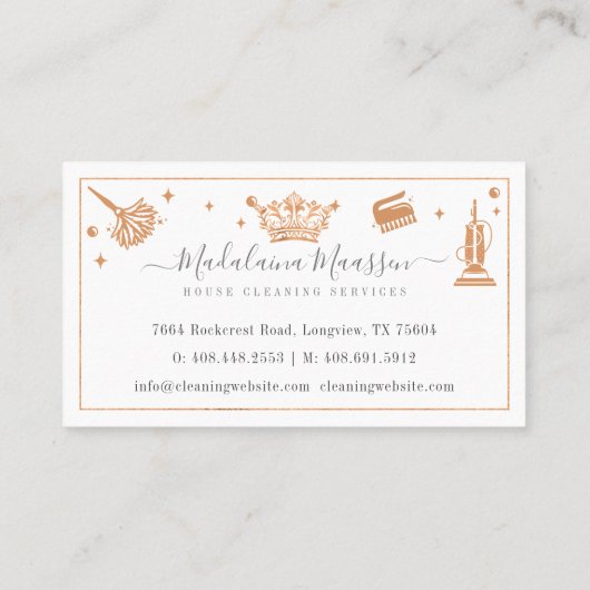 Elegant Koper Royal Bloemen & Foliage Reiniging Visitekaartje (Achterkant)