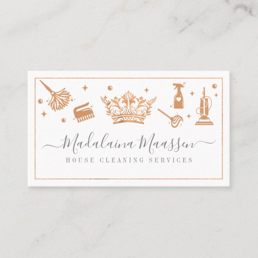 Elegant Koper Royal Bloemen & Foliage Reiniging Visitekaartje (Voorkant)