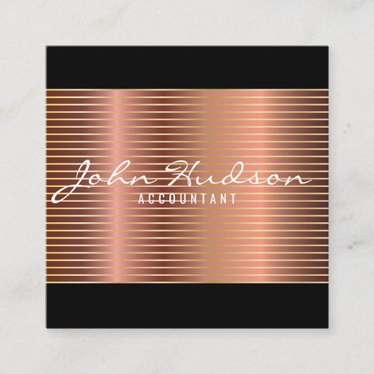 Elegant Koper Schrift Modern Design Vierkante Visitekaartje (Voorkant)