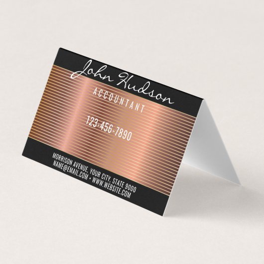 Elegant Koper Script Modern Design 3.5x2 Visitekaartjes (Achterkant)