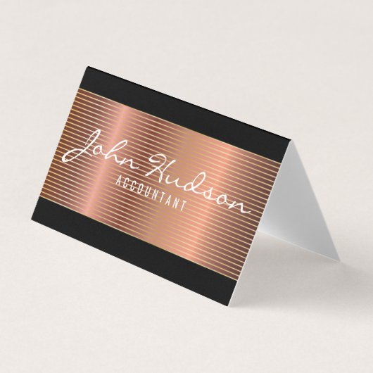 Elegant Koper Script Modern Design 3.5x2 Visitekaartjes (Voorkant)