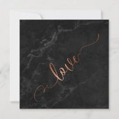 Elegant Koper Script w / Zwart Marmer | Bruiloft Kaart (Achterkant)