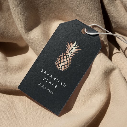 Elegant koperen ananas cadeaulabel