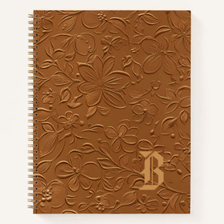 Elegant Koperen Bloem Monogram Spiral Notebook Notitieboek