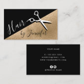 Elegant kopergoud en zwarte schaar visitekaartje (Voorkant / Achterkant)