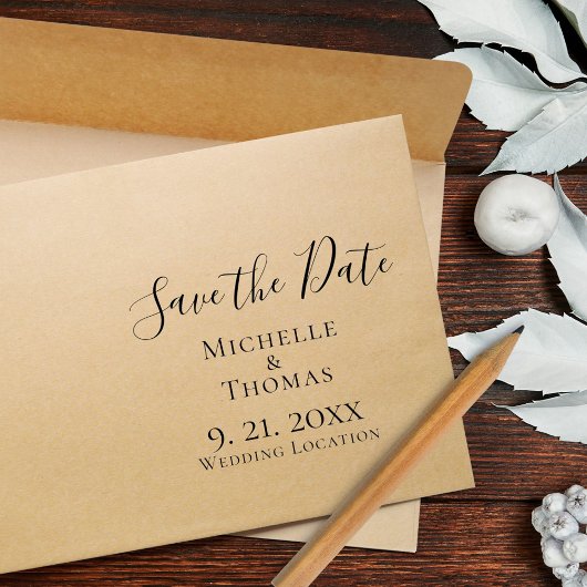 Elegant Koppels Evenement Bruiloft Save the Date Rubberstempel
