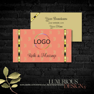 Elegant koraal beige met Logo Patterned Letters Visitekaartje