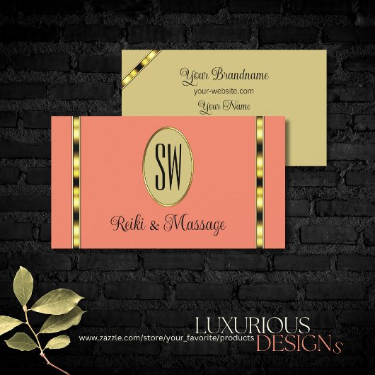 Elegant koraal Beige met Monogram Professional Visitekaartje