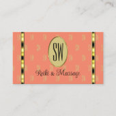 Elegant koraal en beige met monogram Patterned Visitekaartje (Voorkant)