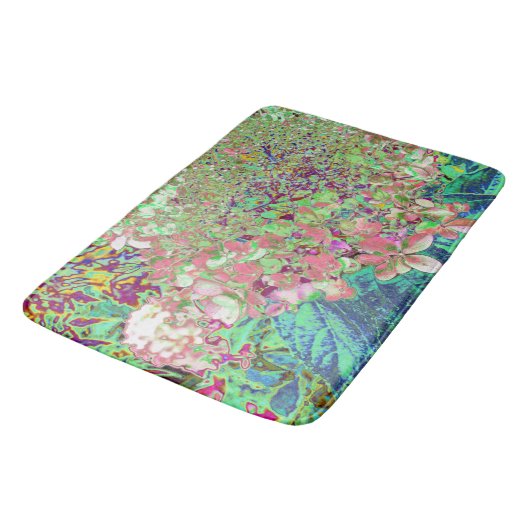 Elegant Koraal en Chartreuse Limelight Hydrangea Badmat (Gekanteld)