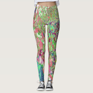 Elegant Koraal en Chartreuse Limelight Hydrangea Leggings