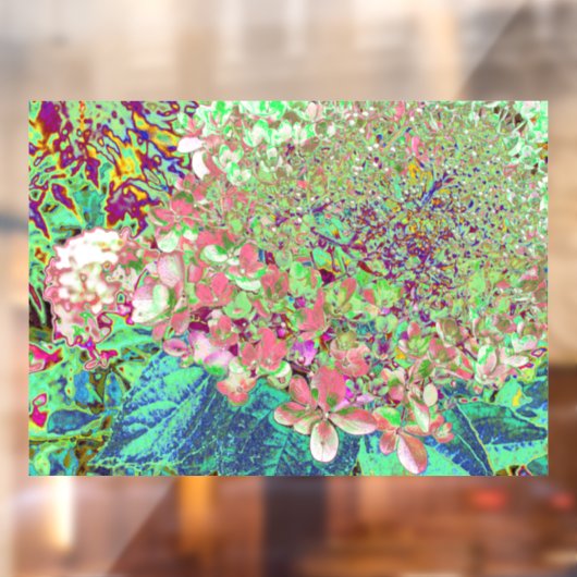Elegant Koraal en Chartreuse Limelight Hydrangea Raamsticker (Vel 2)