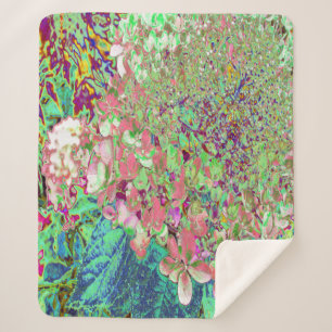 Elegant Koraal en Chartreuse Limelight Hydrangea Sherpa Deken