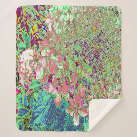 Elegant Koraal en Chartreuse Limelight Hydrangea Sherpa Deken (Voorkant)