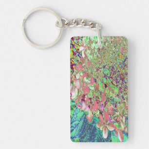 Elegant Koraal en Chartreuse Limelight Hydrangea Sleutelhanger