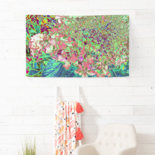 Elegant Koraal en Chartreuse Limelight Hydrangea Spandoek