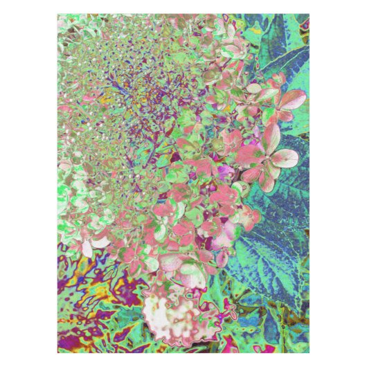 Elegant Koraal en Chartreuse Limelight Hydrangea Tafelkleed (Voorkant)