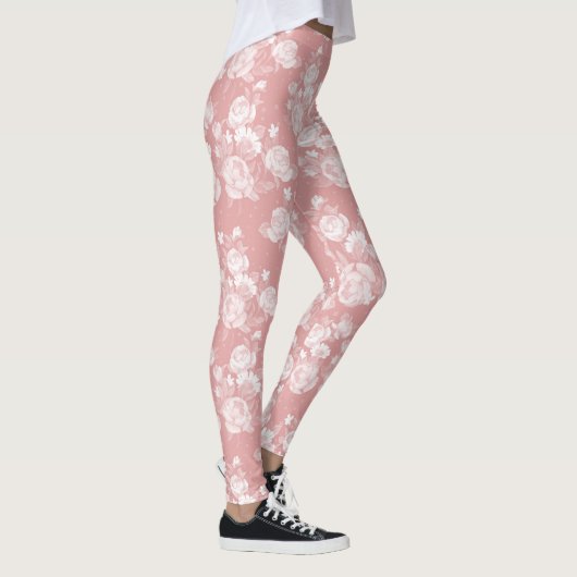 Elegant koraal wit elegant floraal leggings (Rechts)