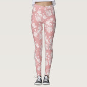 Elegant koraal wit elegant floraal leggings (Voorkant)