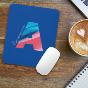 Elegant koraalblauw monogram met letter A blauw Muismat