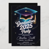 Elegant Kosmisch Diner Afstuderen Galaxy Dust Flar Kaart (Voorkant / Achterkant)